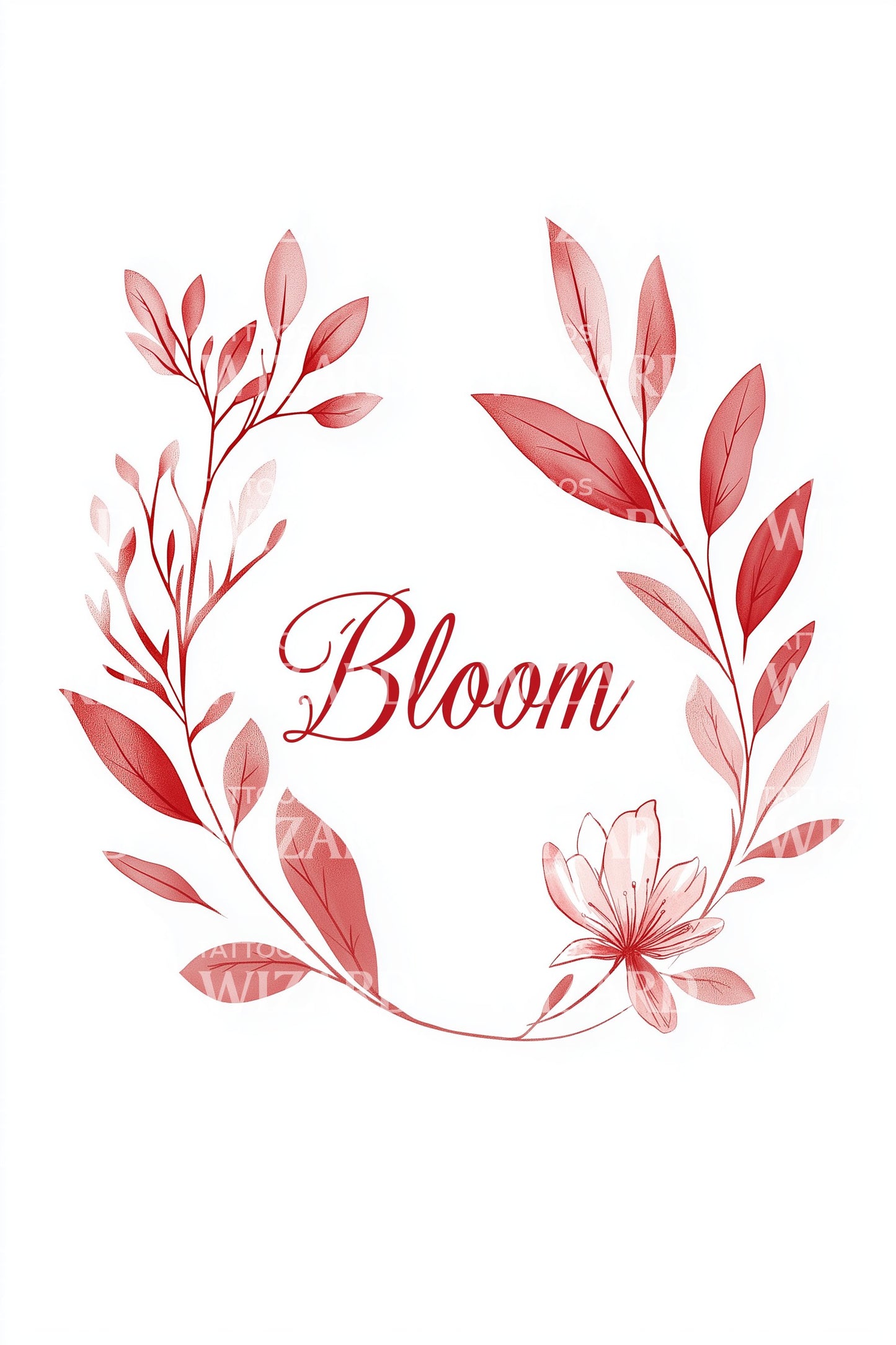 Bloom Red Wreath Tattoo Design