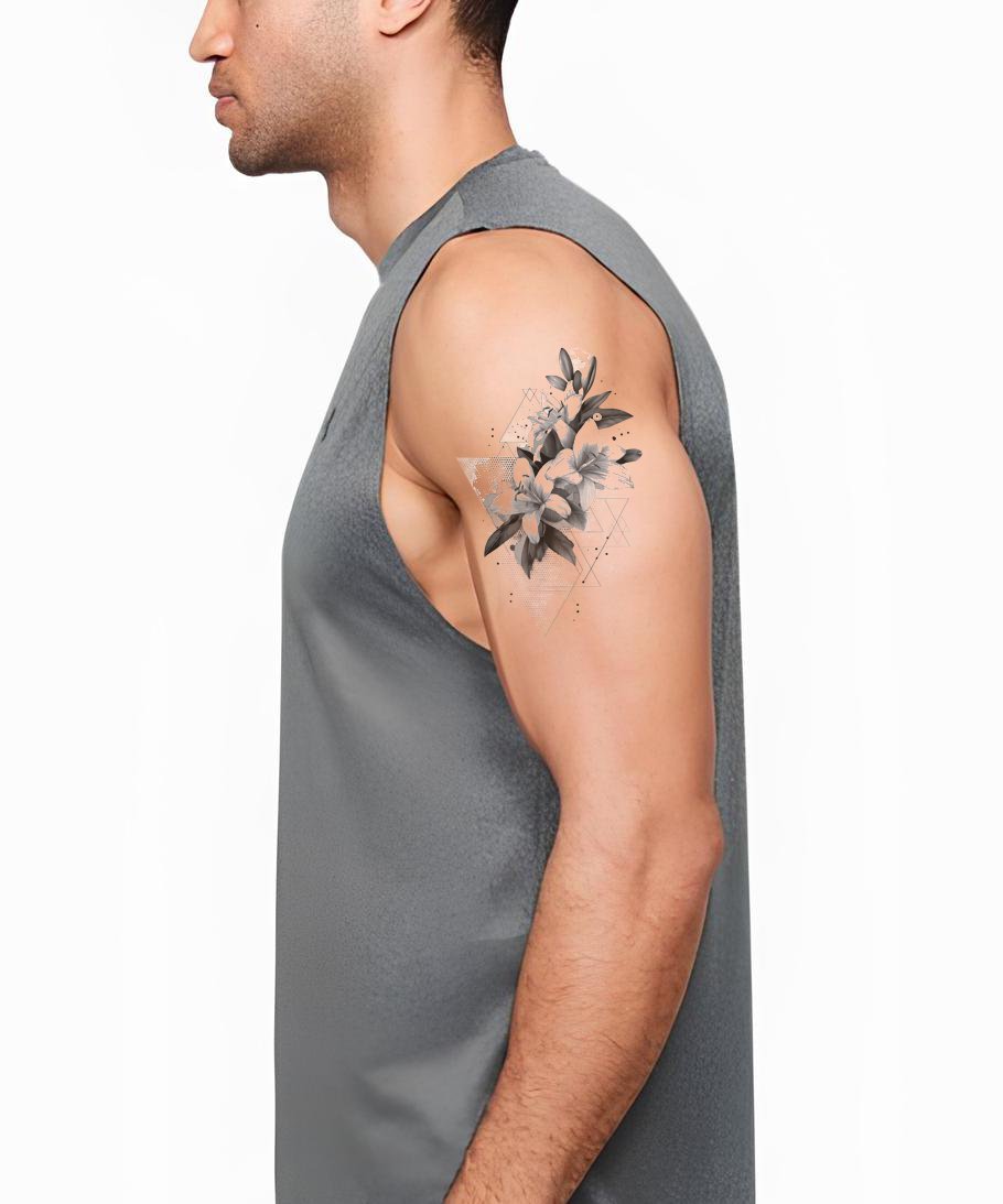 Triangular Bloom Spray Tattoo Illustration
