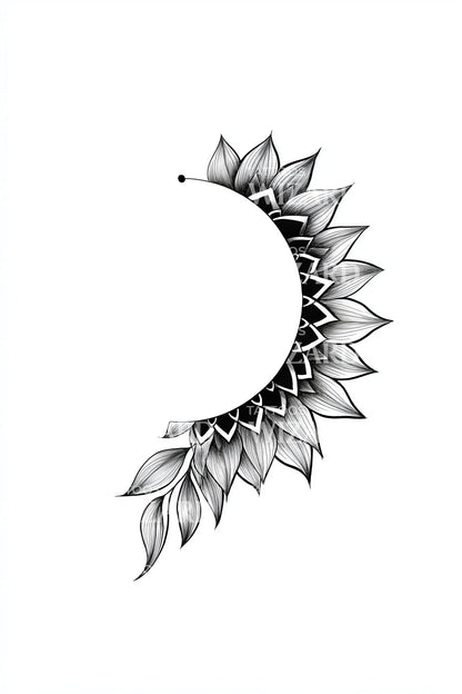 Blooming Crescent Right Tattoo Idea