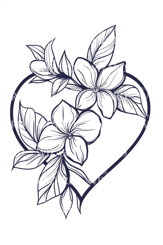 Blooming Heart Frame Tattoo Design