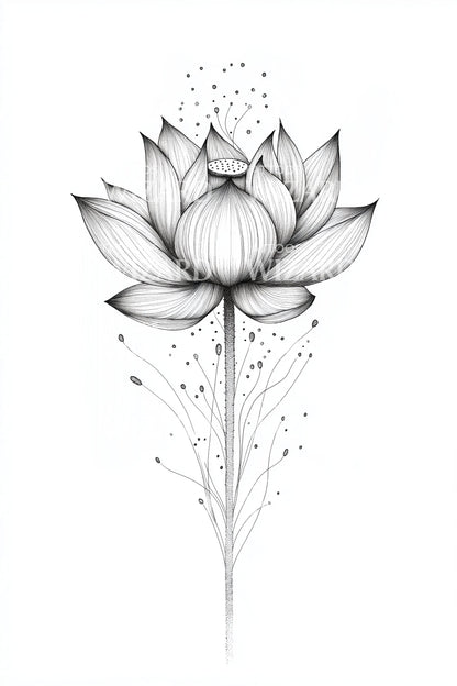 Idea per tatuaggio di fiore di loto in fiore