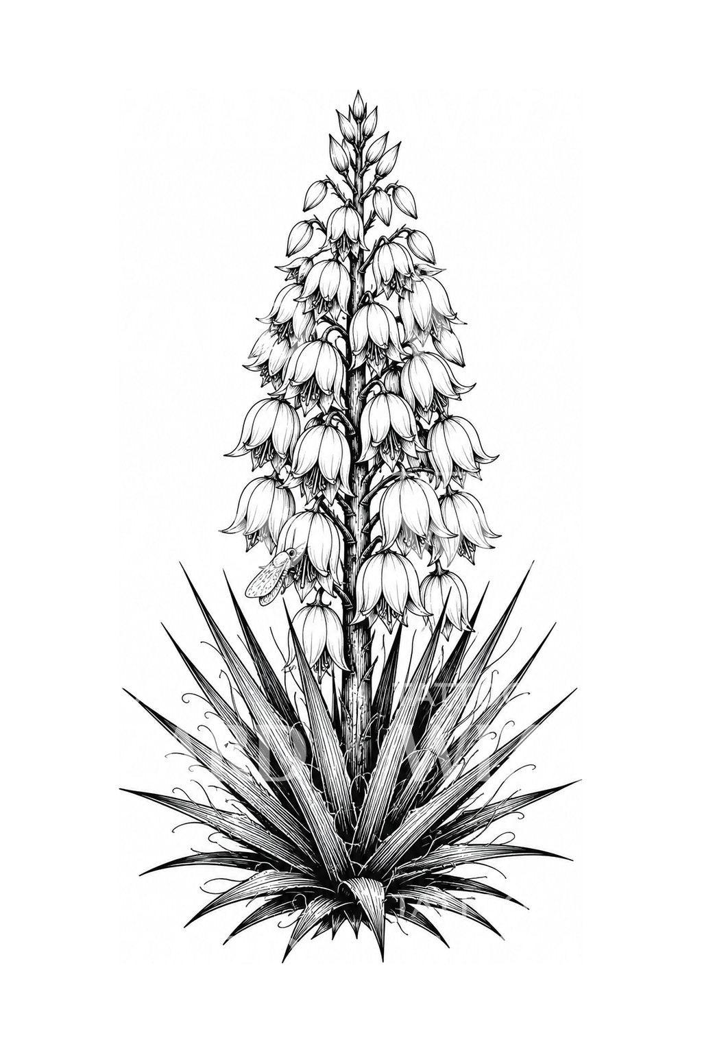 Blühende Yucca und Motte, Tattoo-Design