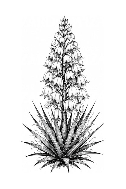Blühende Yucca und Motte, Tattoo-Design