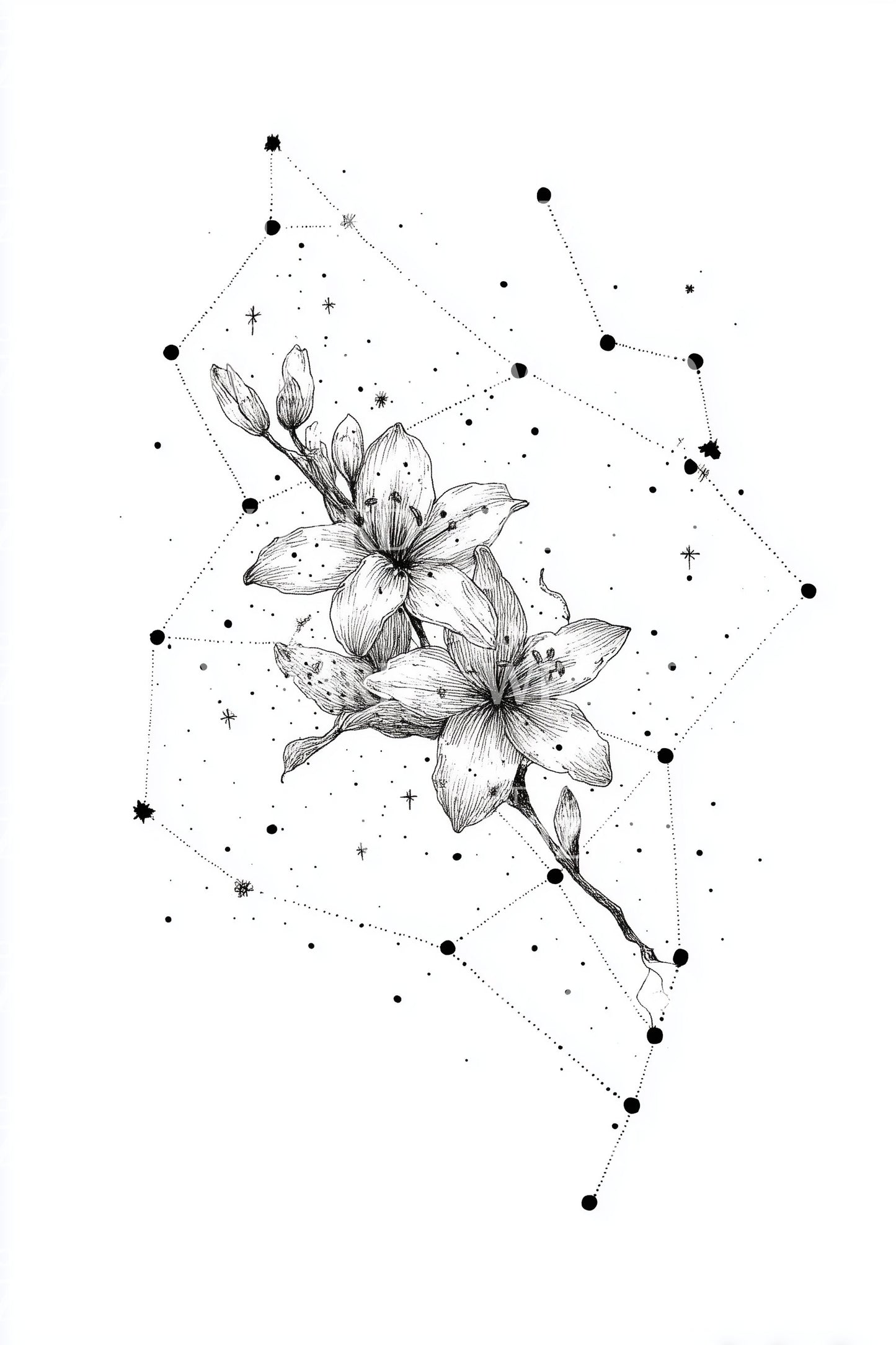 Blossom Aries Constellation Tattoo Design