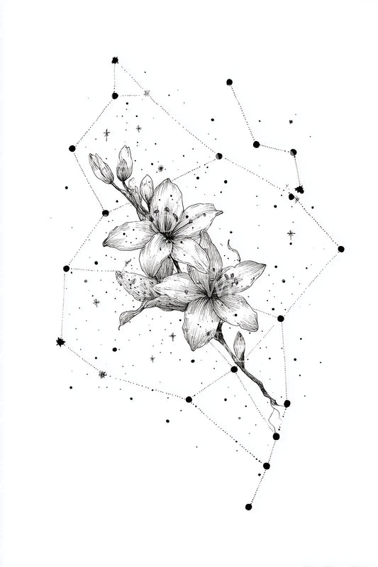 Blossom Aries Constellation Tattoo Design