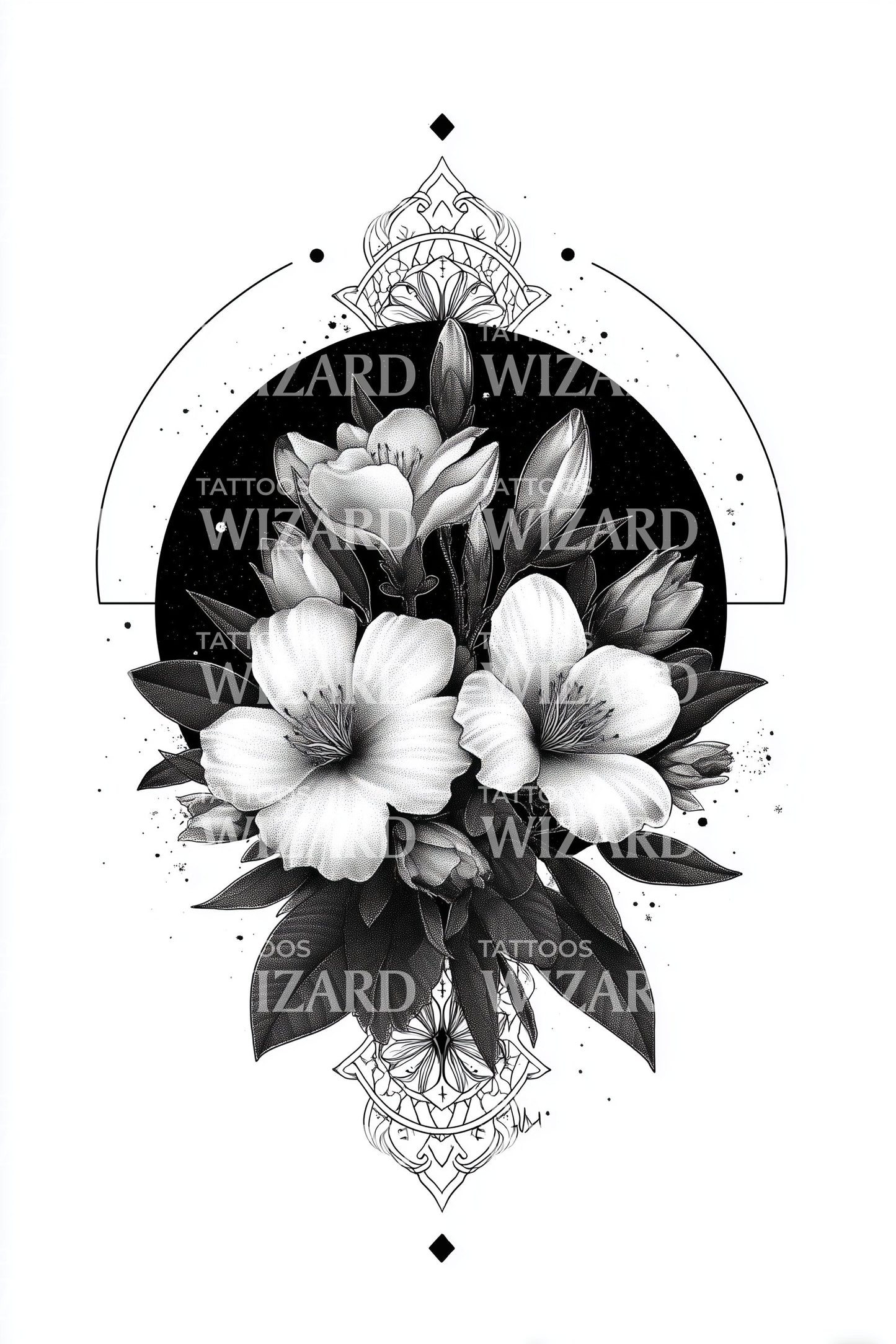 Blossom Mandala Frame Tattoo Design