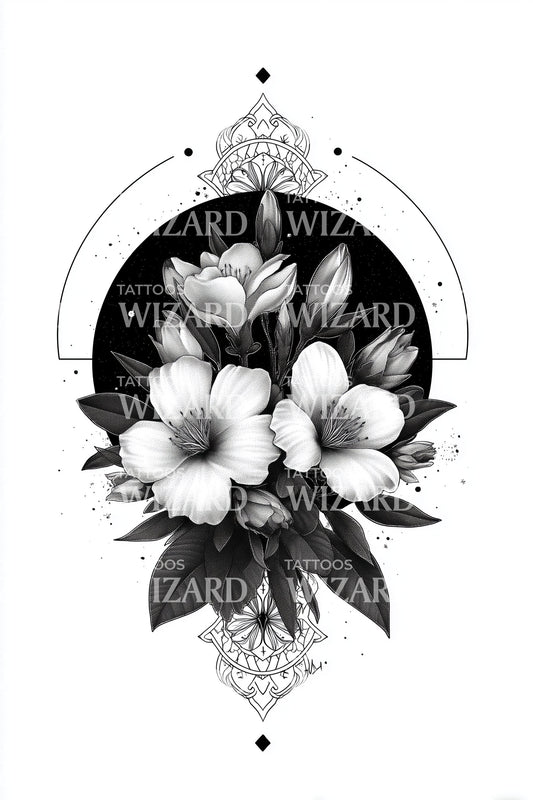 Blossom Mandala Frame Tattoo Design