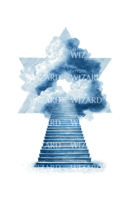 Blue Arrow Stairway Tattoo Design