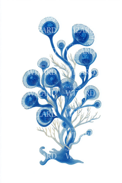 Blue Bubble Coral Tattoo Illustration