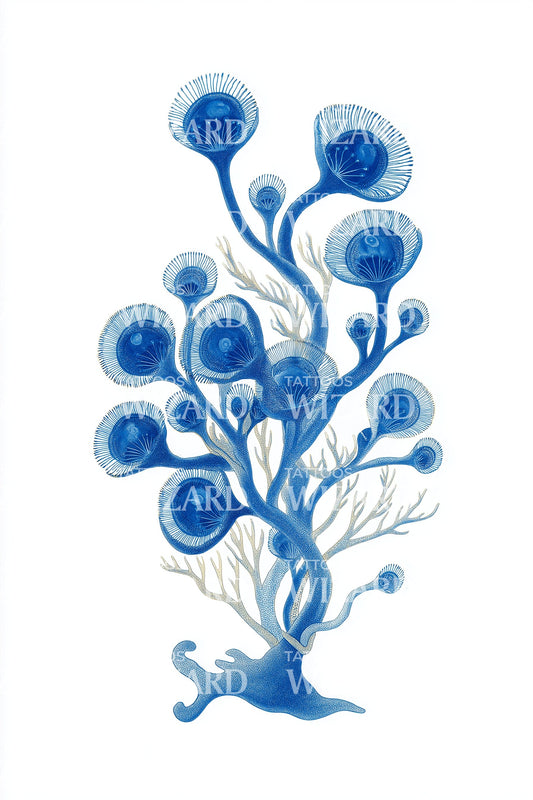 Blue Bubble Coral Tattoo Illustration