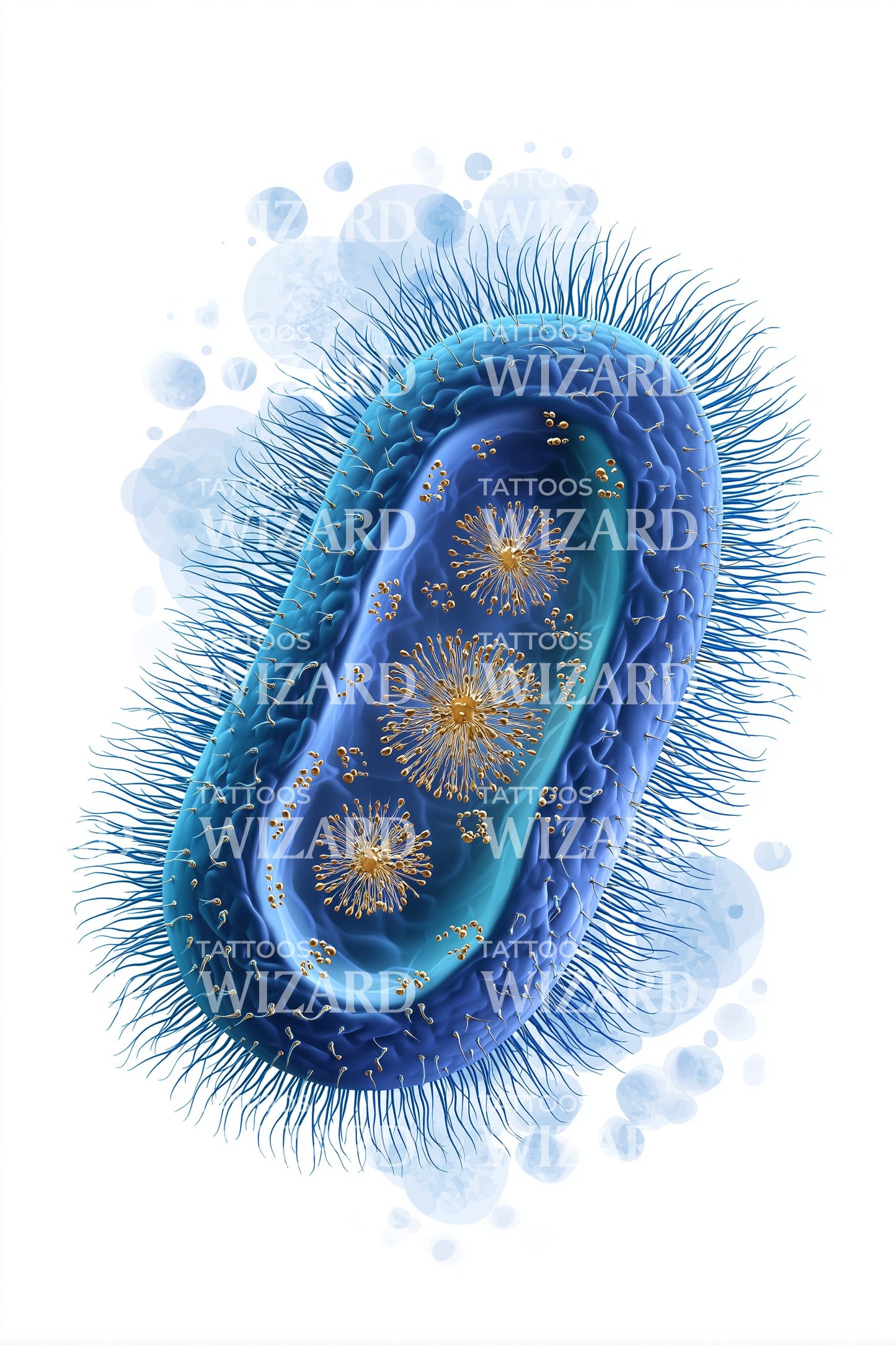 Blue Capsule Bacteria Tattoo Design