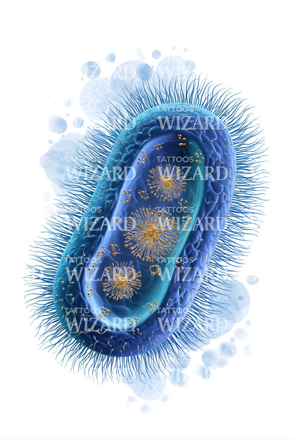 Blue Capsule Bacteria Tattoo Design