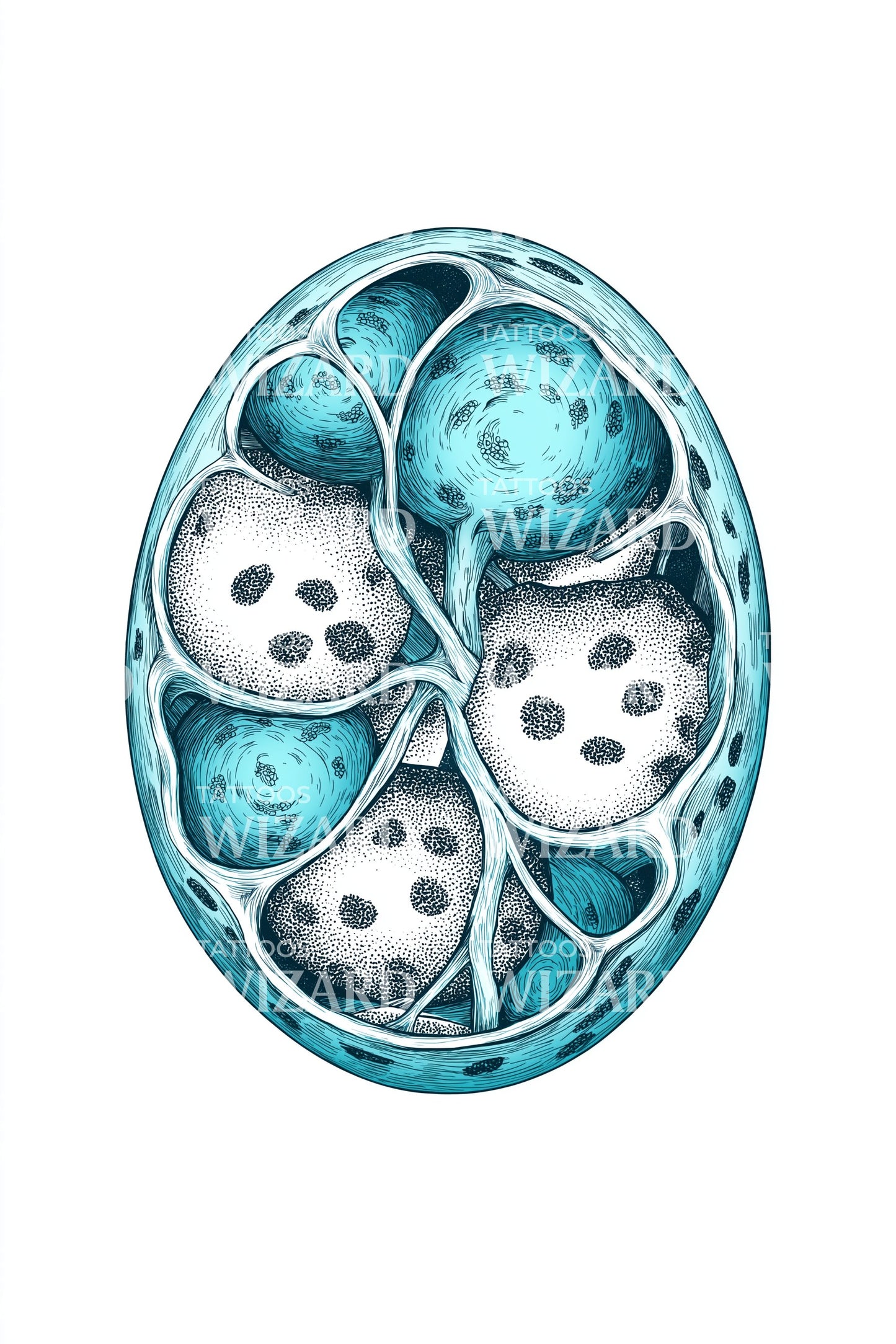 Blue Cell Cluster Tattoo Illustration