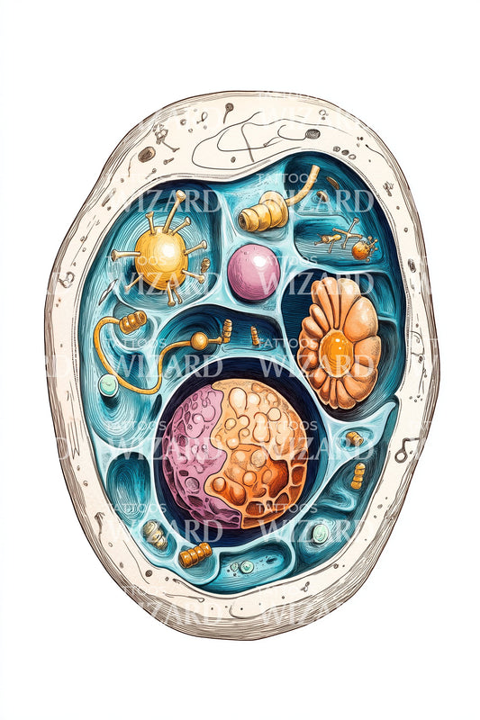 Blue Cell Slice Tattoo Design