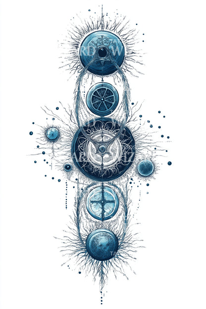 Blue Cellular Totem Tattoo Idea