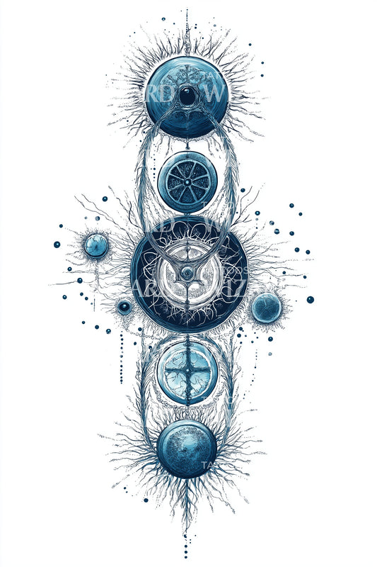 Blue Cellular Totem Tattoo Idea