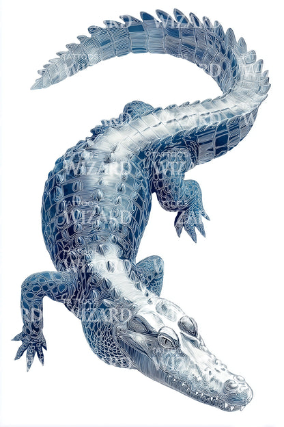 Blue Crocodile Splash Tattoo Illustration
