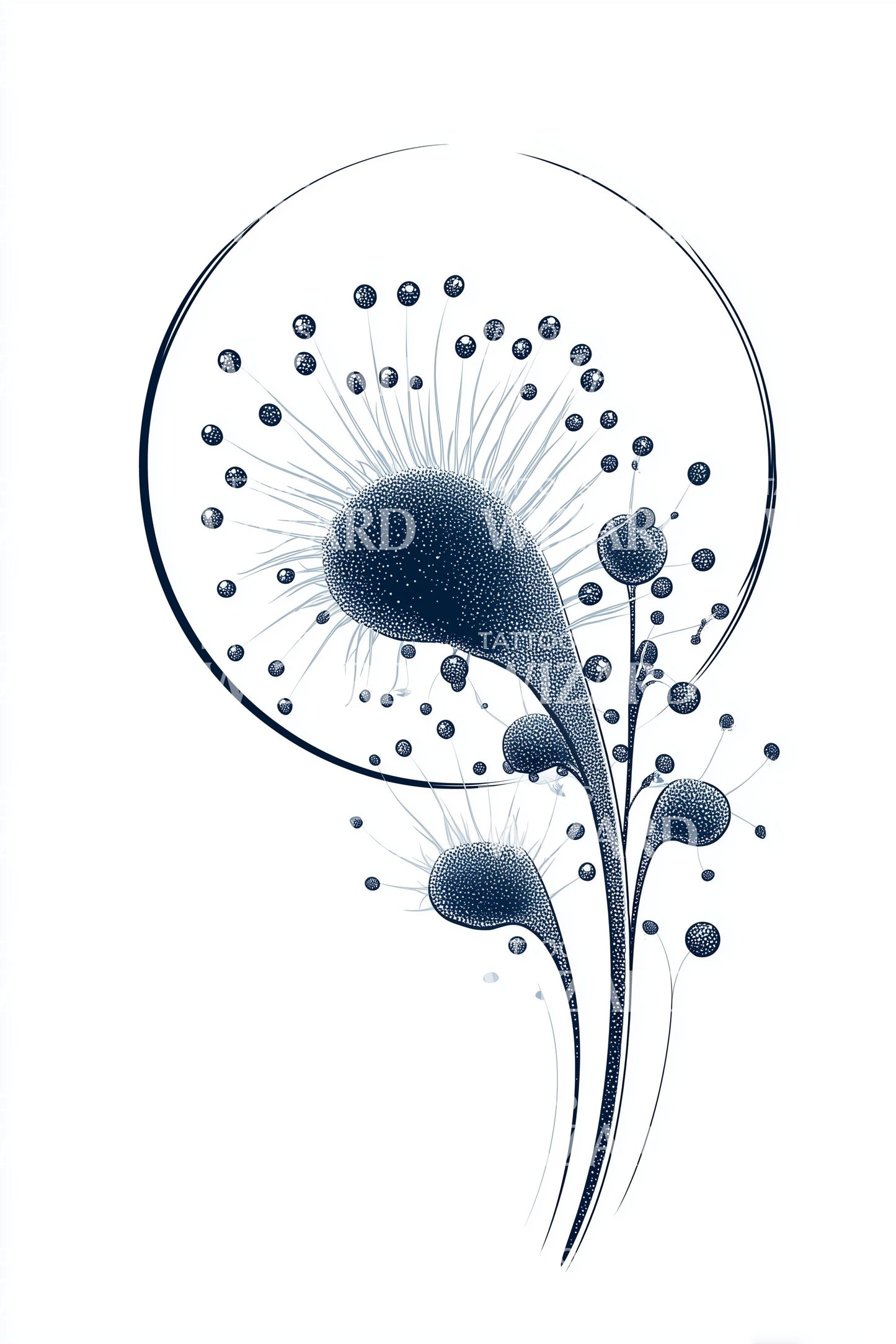 Blue Dandelion Drift Tattoo Illustration