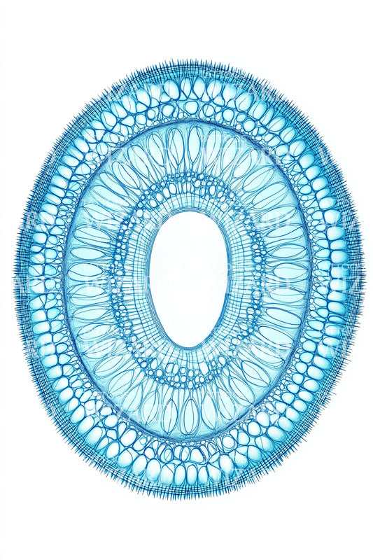 Blue Diatom Oval Tattoo Illustration