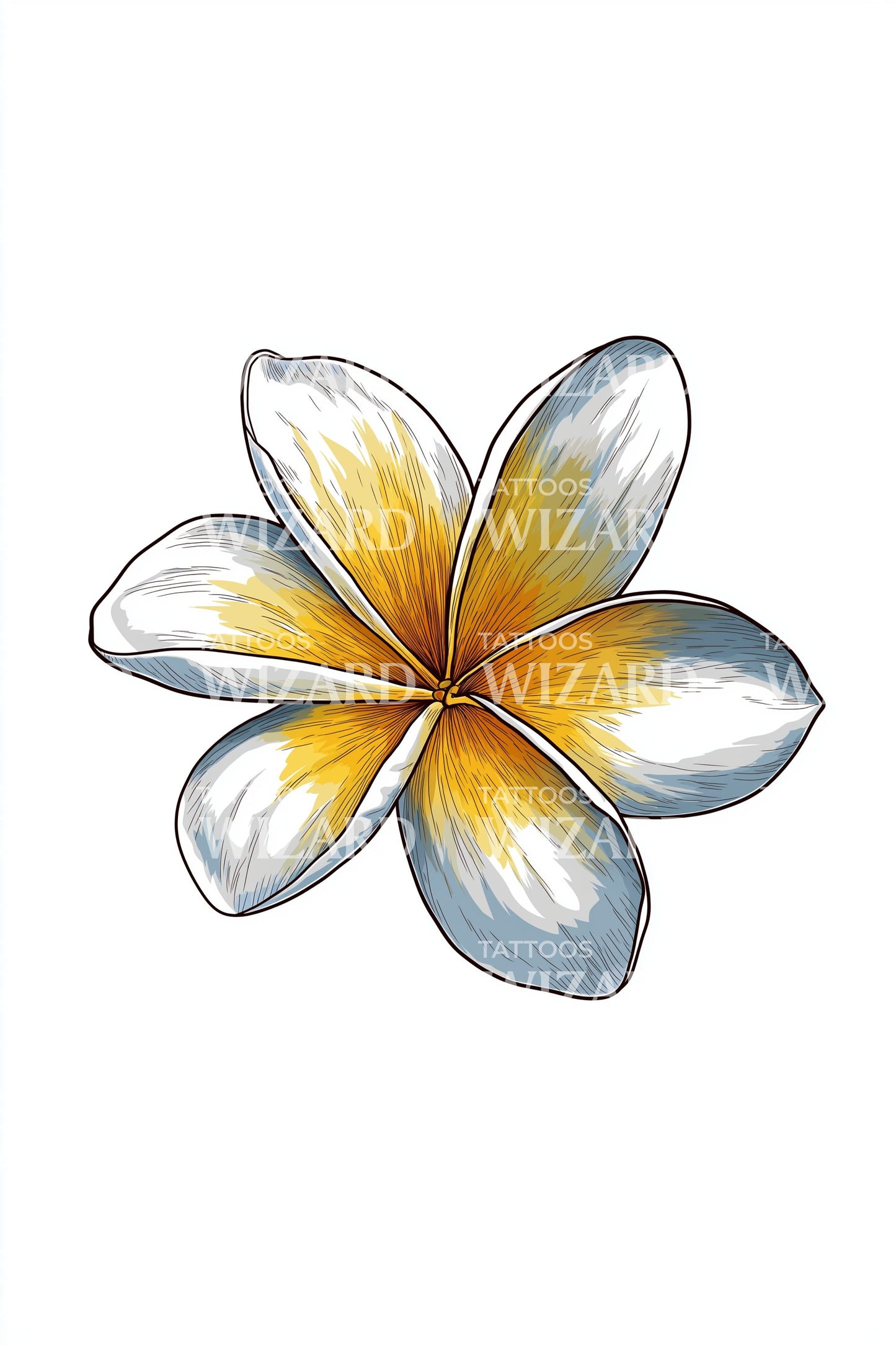 Blue Edge Plumeria Tattoo Design