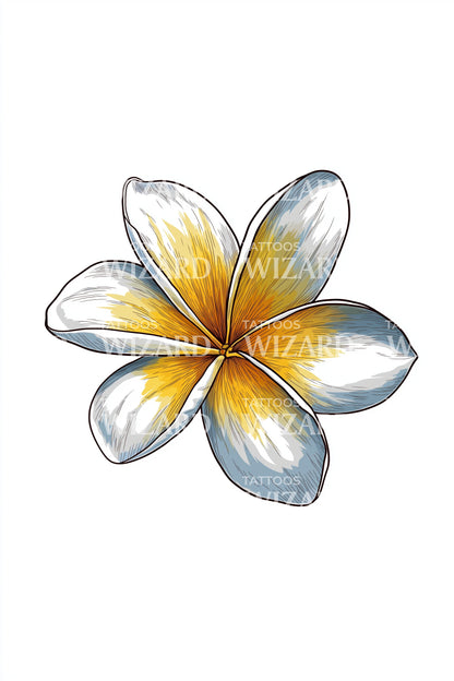 Blue Edge Plumeria Tattoo Design