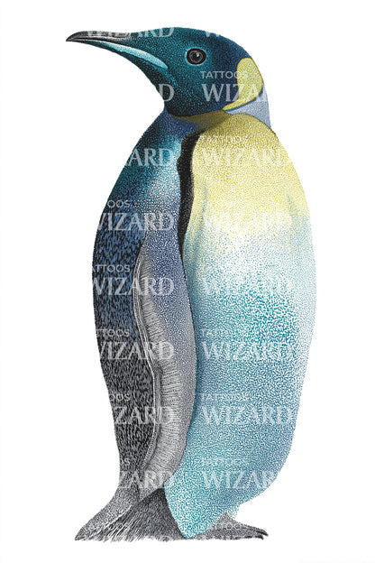 Blue Emperor Penguin Tattoo Illustration