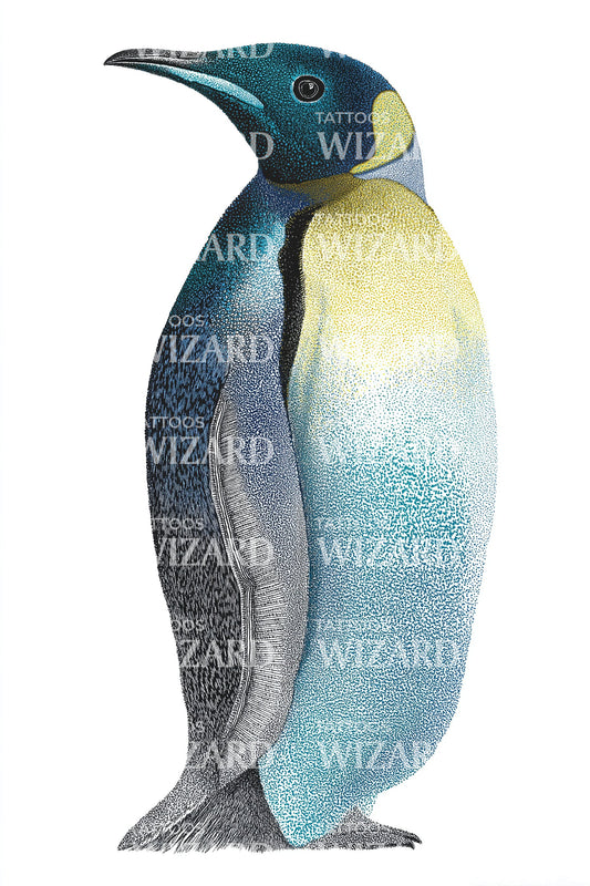 Blue Emperor Penguin Tattoo Illustration