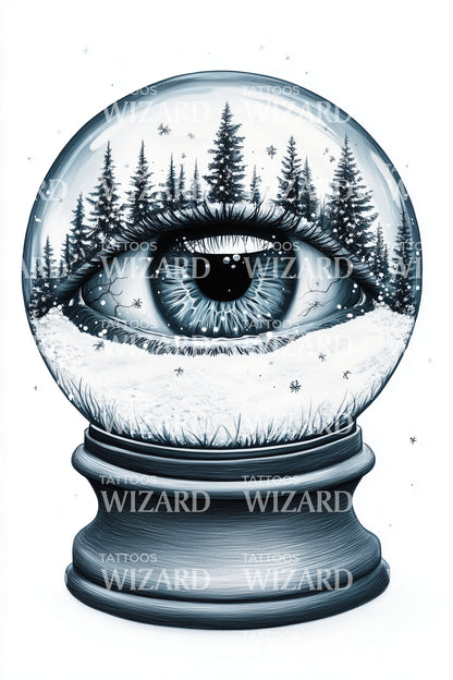 Blue Eye Snowglobe Tattoo Design