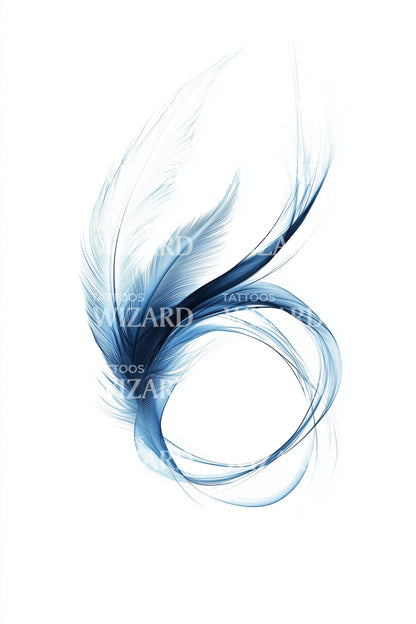 Blue Feather Curl Tattoo Illustration
