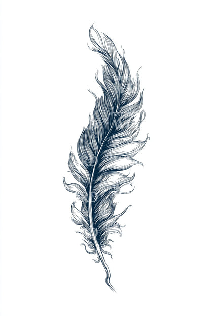 Desenho de Tatuagem de Pena Azul