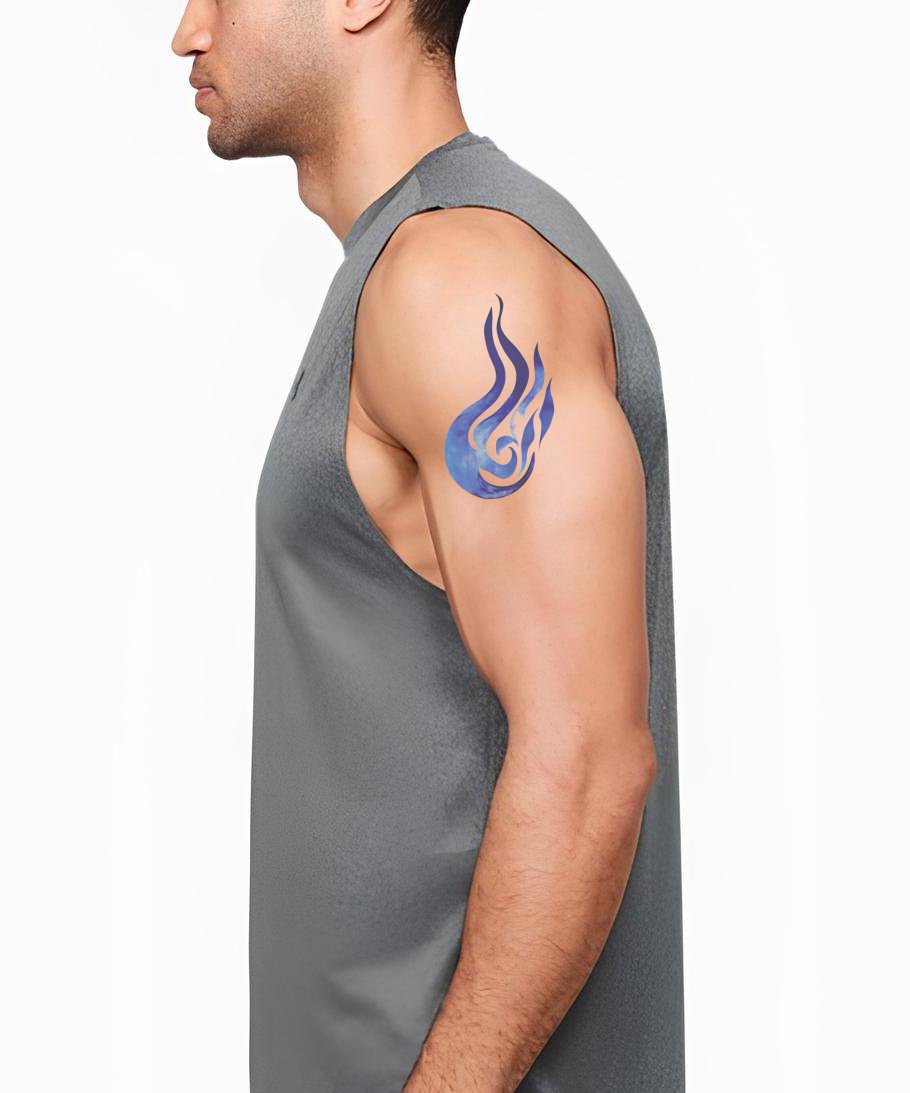 Blue Fire Symbol Tattoo Design