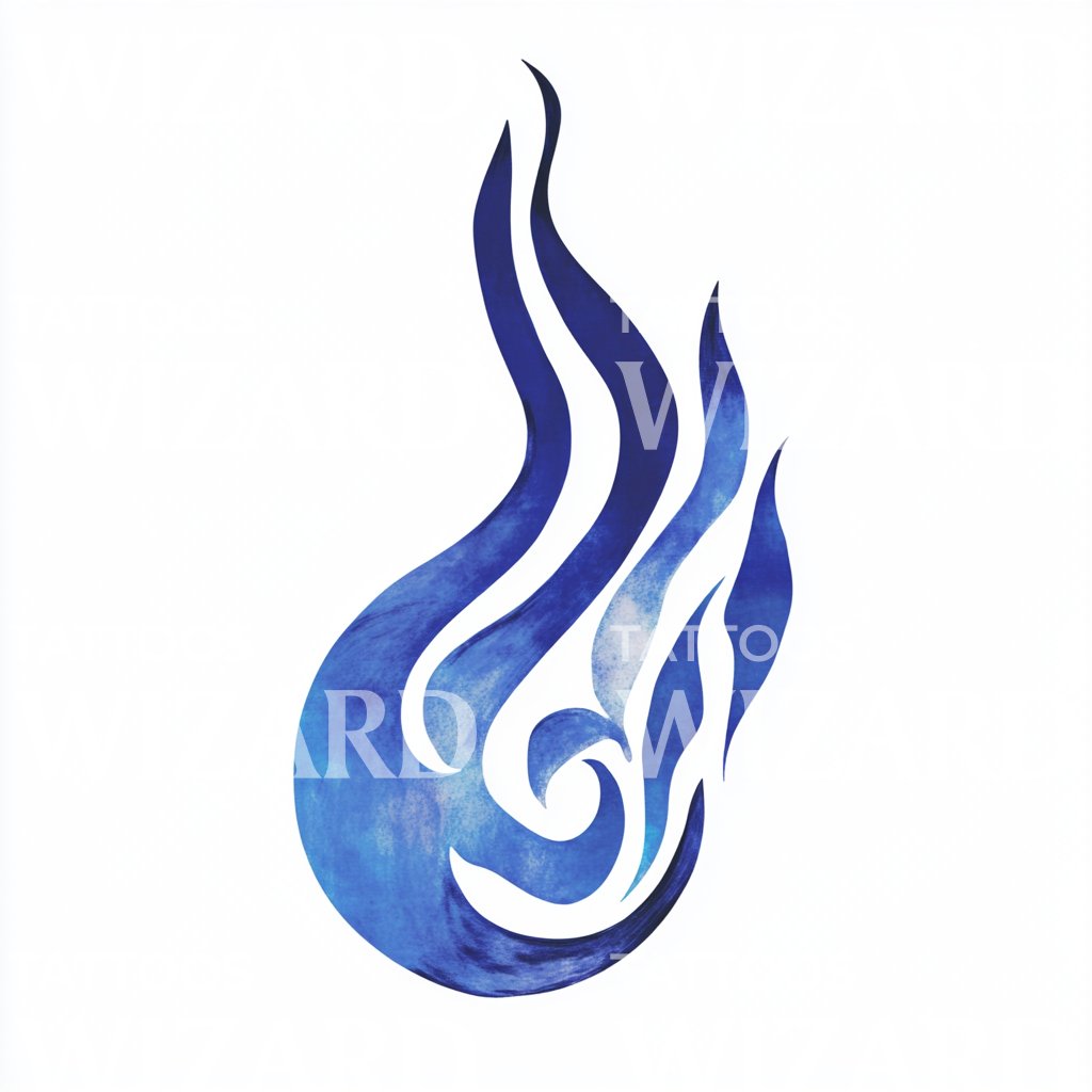 Blue Fire Symbol Tattoo Design