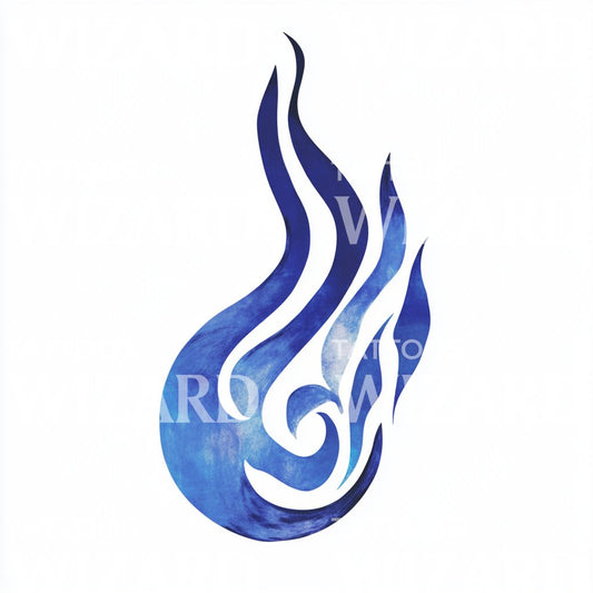 Blue Fire Symbol Tattoo Design