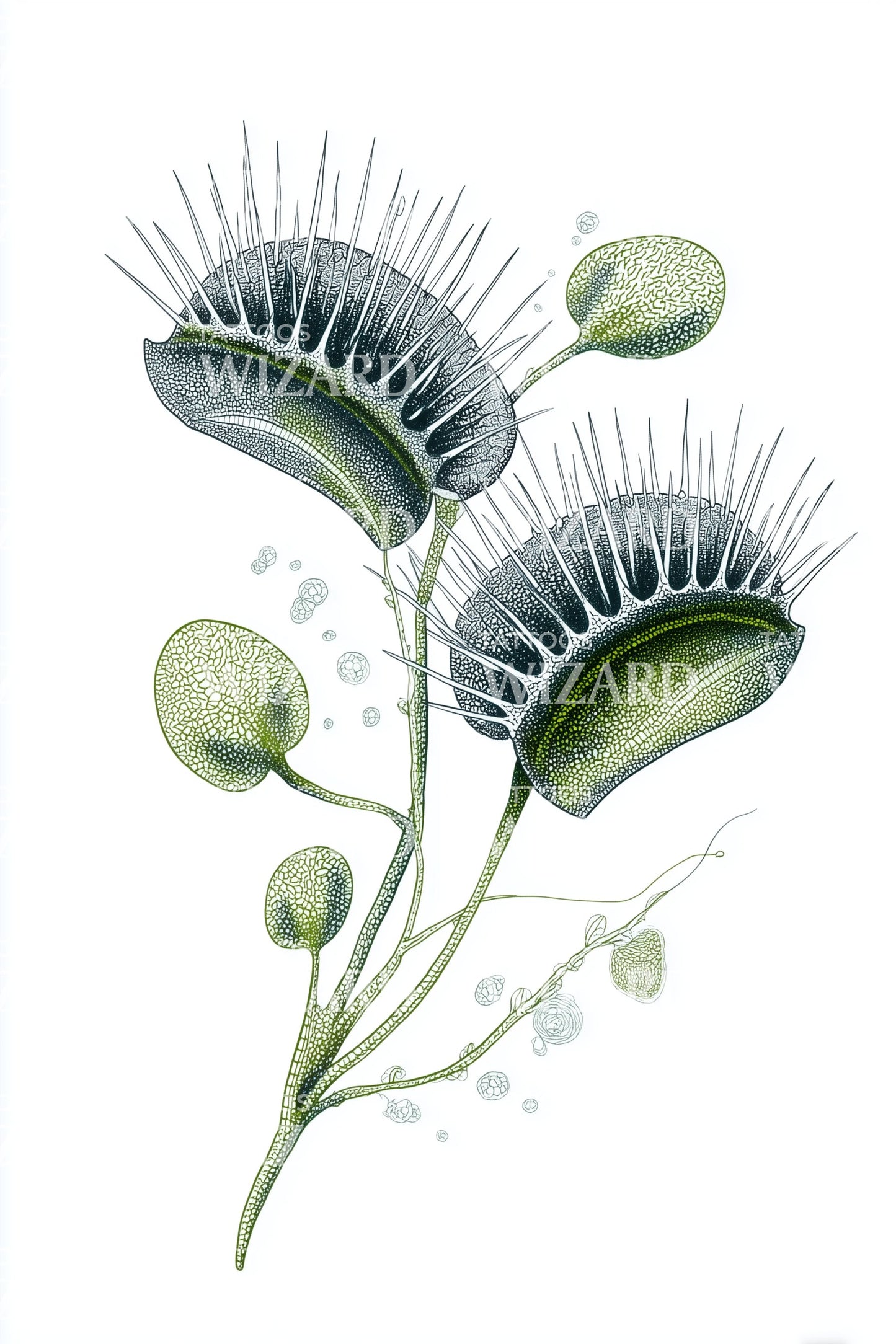 Blue Flytrap Spray Tattoo Design