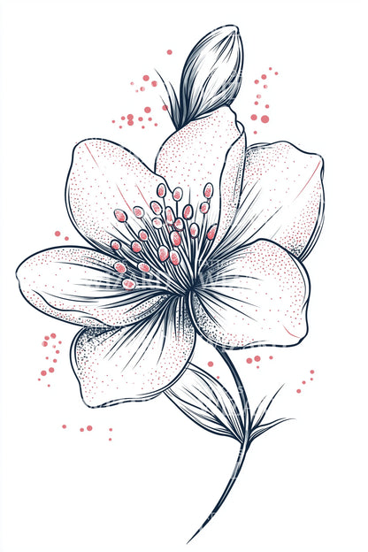 Blaues Tinten-Blumenspray Tattoo-Design