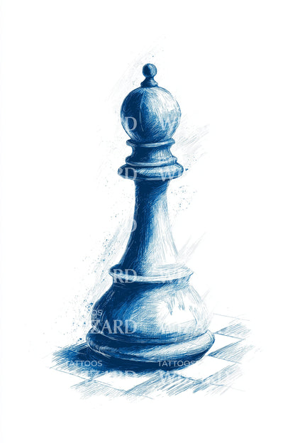 Blue Ink Pawn Tattoo Illustration