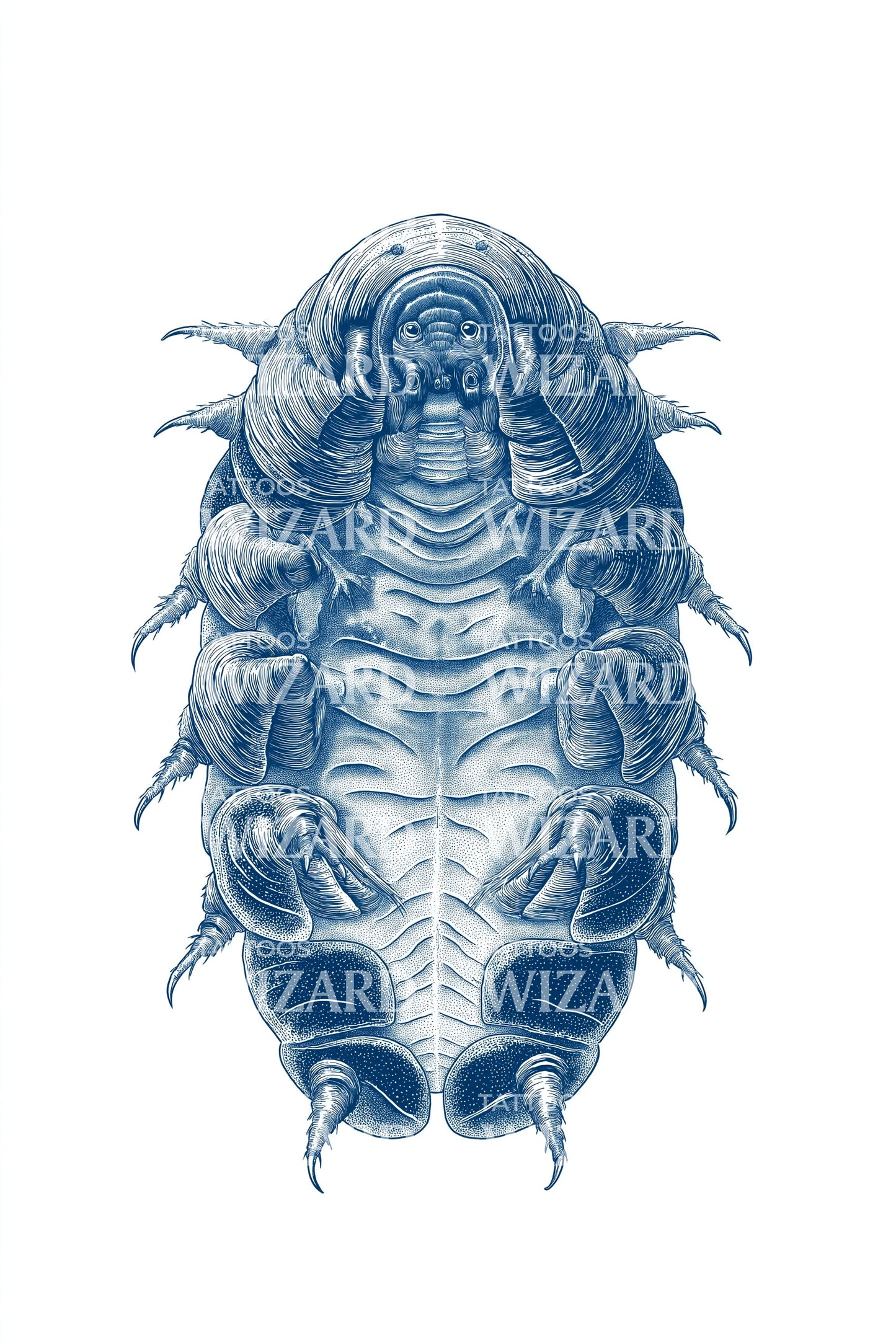 Blue Isopod Specimen Tattoo Illustration