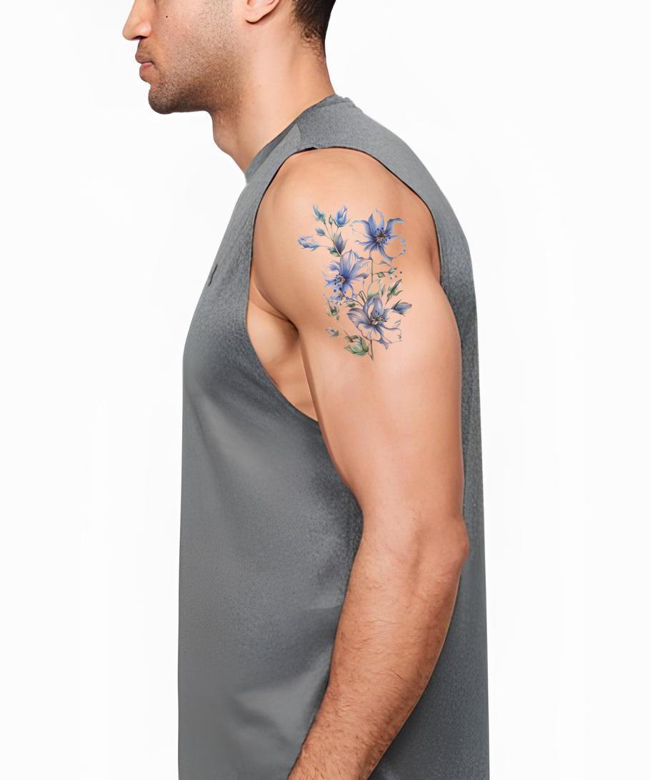 Soft Blue Cluster of Larkspur Tattoo Design