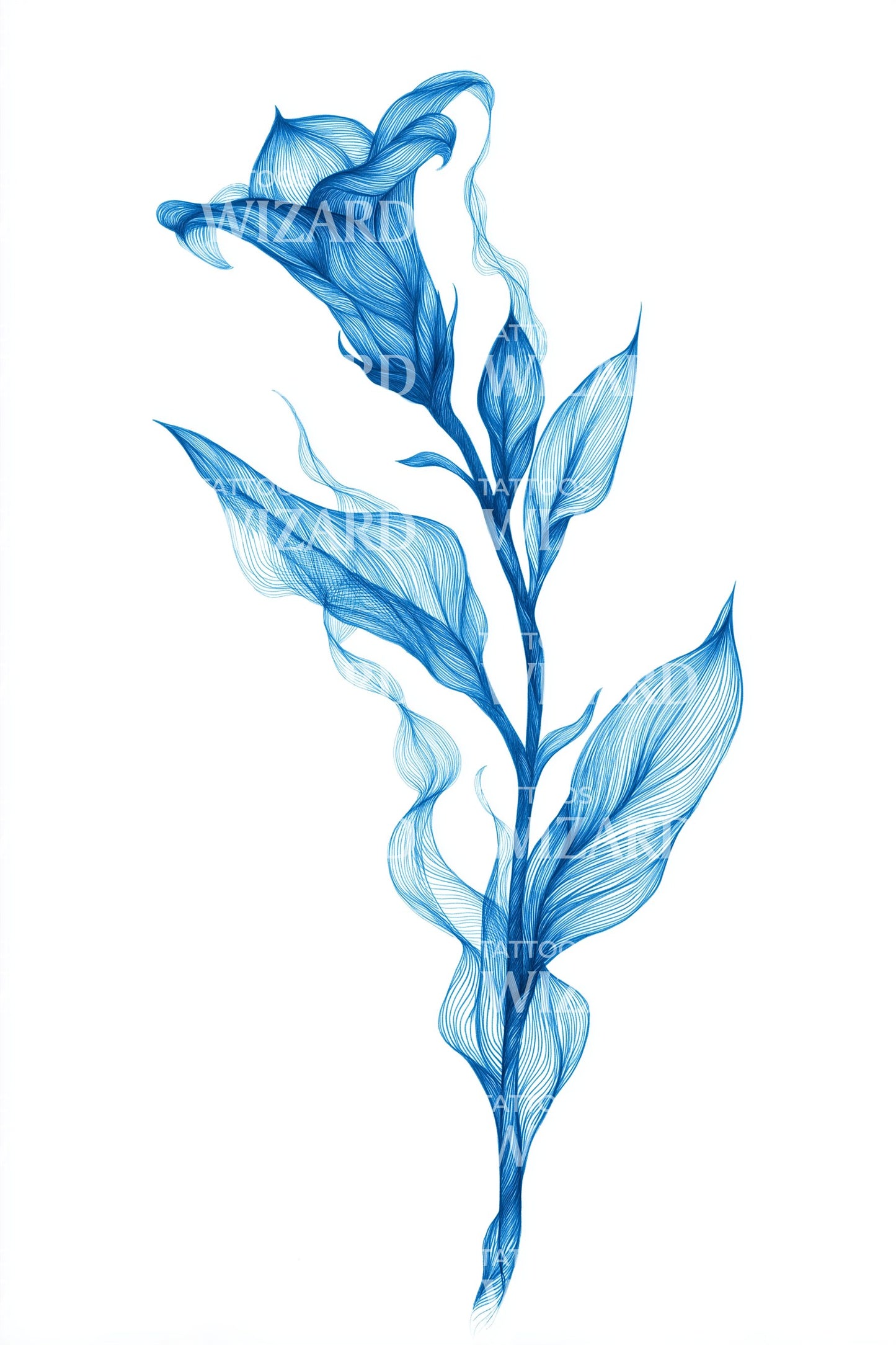Blue Lily Tattoo Design