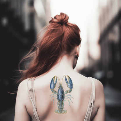 Blue Lobster Splash Tattoo Idea