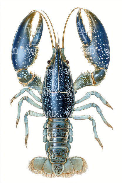 Blue Lobster Splash Tattoo Idea