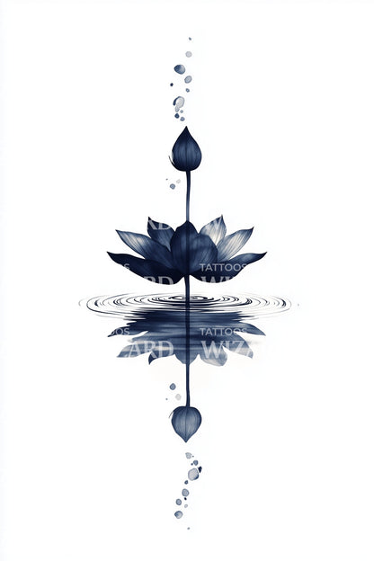 Desenho de Tatuagem Gota de Lótus Azul