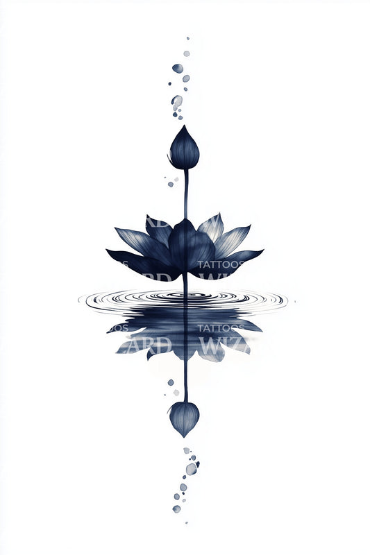 Blue Lotus Droplet Tattoo Design
