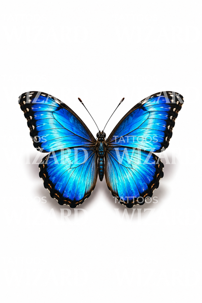 Blue Morpho 3D Butterfly Tattoo Design