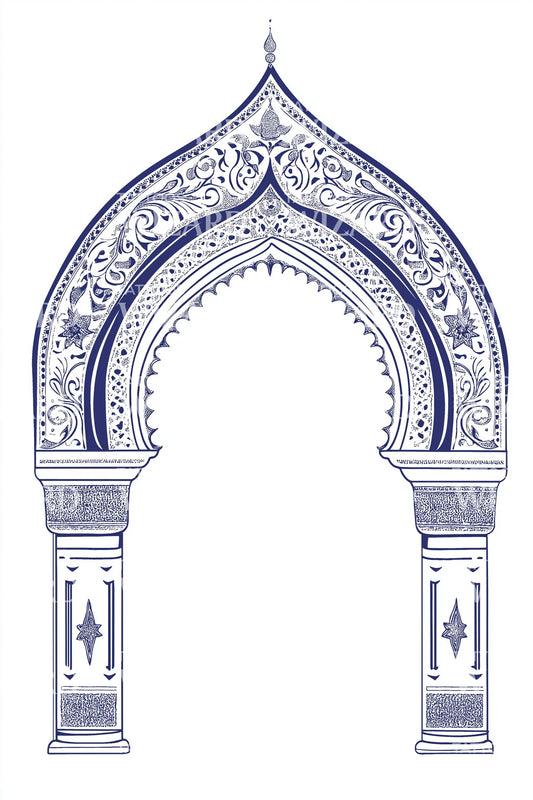Blue Mosaic Arch Tattoo Design