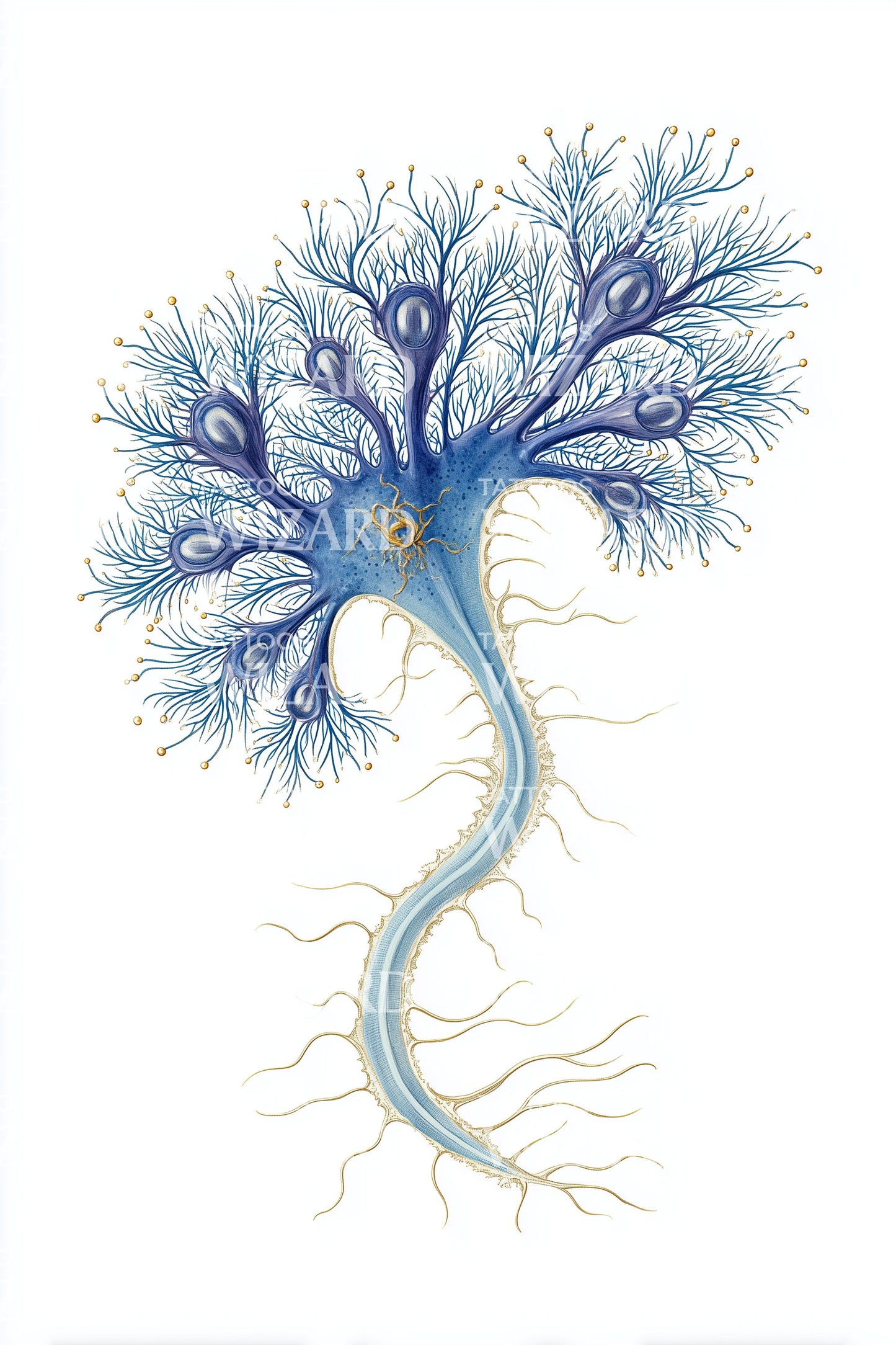 Blue Neuron Tree Tattoo Design