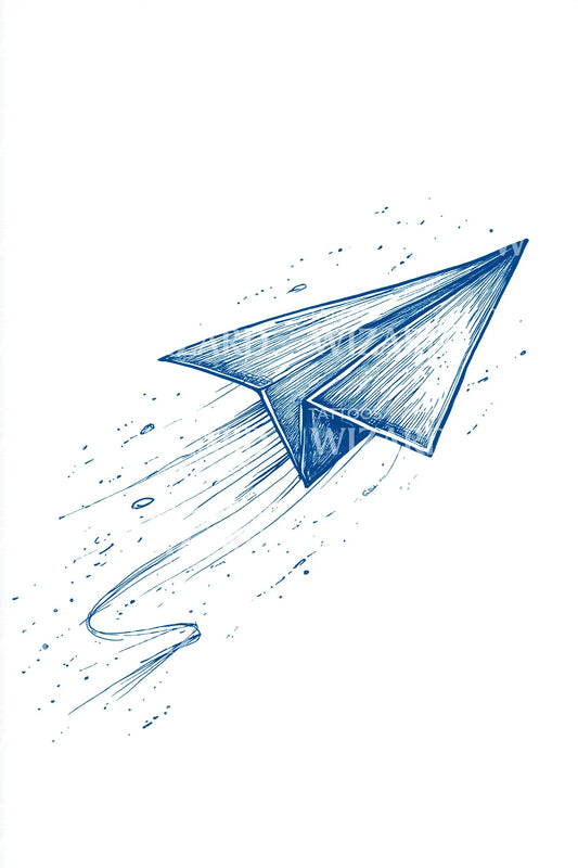 Blue Paper Airplane Tattoo Design