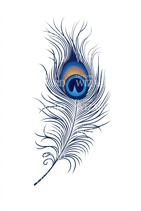 Blue Peacock Feather Tattoo Idea