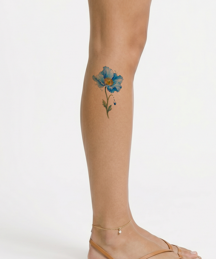 Tatuaggio acquerello del papavero blu dell’Himalaya