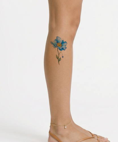 Tatuaggio acquerello del papavero blu dell’Himalaya